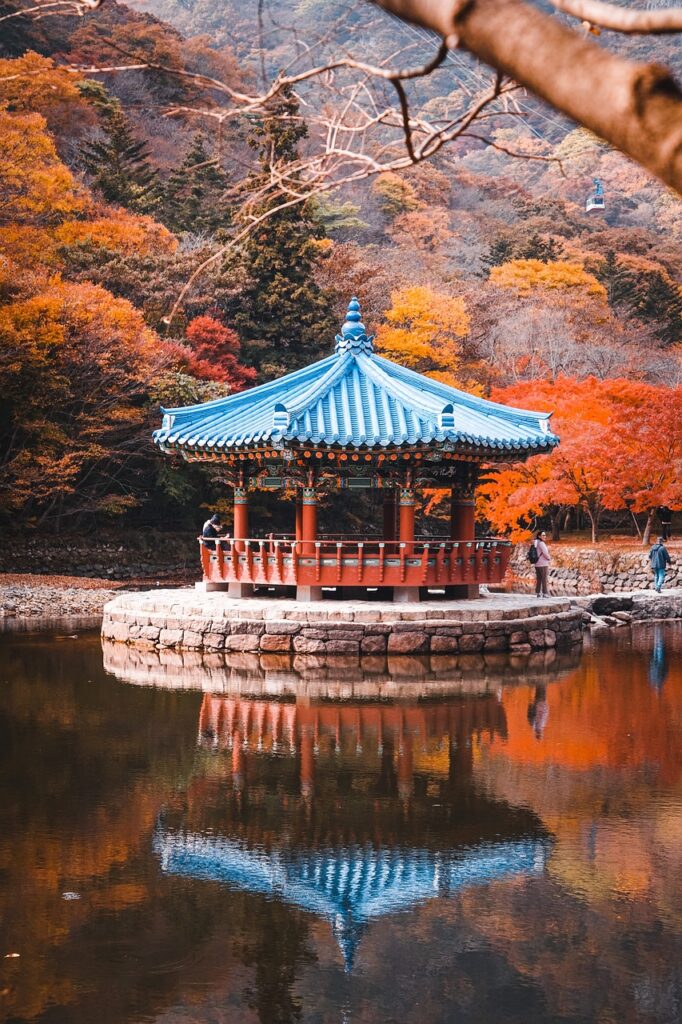 pagoda, temple, autumn